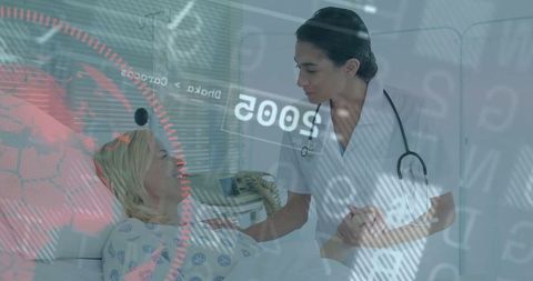 Nurse Comforting Patient with Digital Healthcare Technology