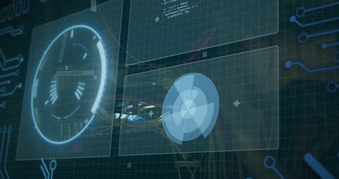 Futuristic Digital Data Processing Interface Screen