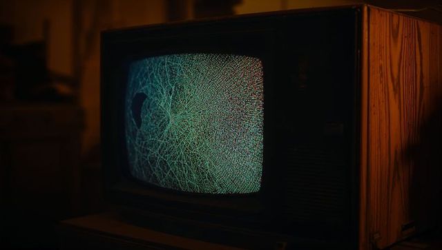 Vintage CRT Television with Crackling Static and Background Lighting