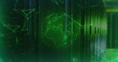 Futuristic Holographic Globe in Advanced Data Center