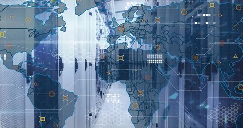 Global Connectivity and Data Processing over Server Network - Download Free Stock Images Pikwizard.com