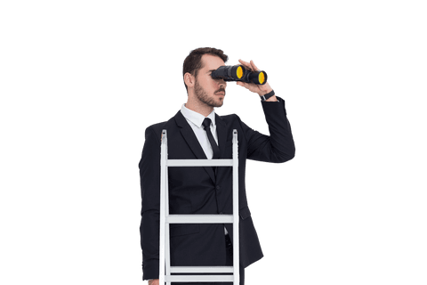 businessman on ladder transparent background with binoculars - Download Free Stock Videos Pikwizard.com