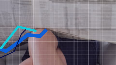 Businessman Using VR Headset with Financial Data Processing