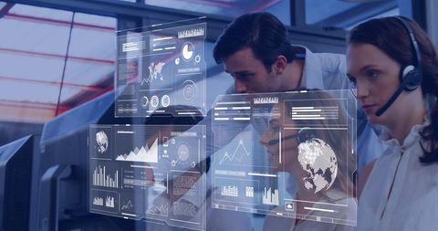 team high-tech analysis on digital interface display - Download Free Stock Images Pikwizard.com