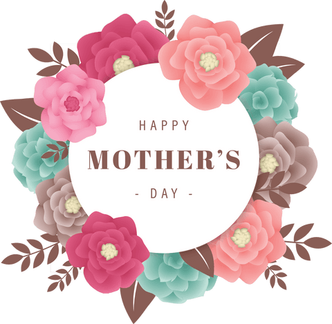 Mother's Day Floral Wreath Design on Transparent Background