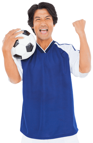 Transparent Soccer Player Celebrating Victory with Strong Emotion