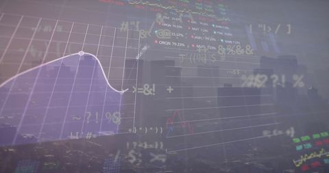 Abstract Financial Data and Digital Math Over Cityscape - Download Free Stock Images Pikwizard.com