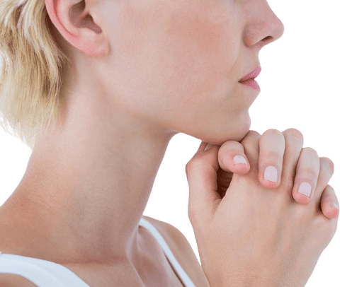 contemplative caucasian woman praying on transparent background - Download Free Stock Videos Pikwizard.com