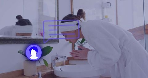 Woman Embracing Morning Routine with Refreshing Face Wash