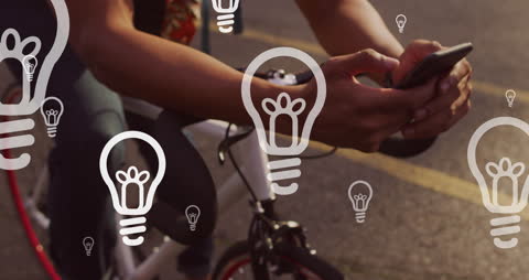 Creative Networking Concept with Digital Light Bulbs