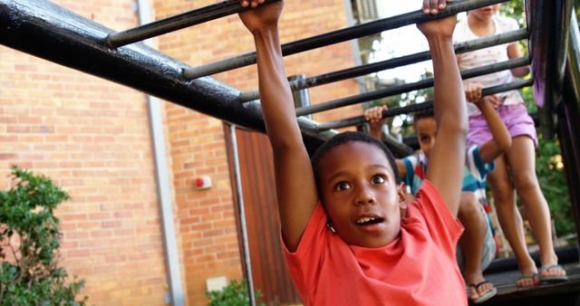 Children Playing on Monkey Bars in Playground, Having Fun Outdoors - Download Free Stock Images Pikwizard.com