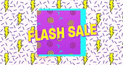 Colorful flash sale banner with bold text and lightning patterns