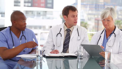 Medical Team Collaborating in Modern Office