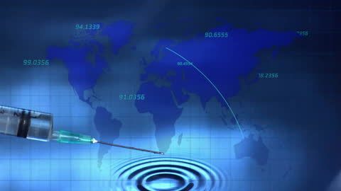 Global Health and Data Connectivity Concept with Syringe Overlay