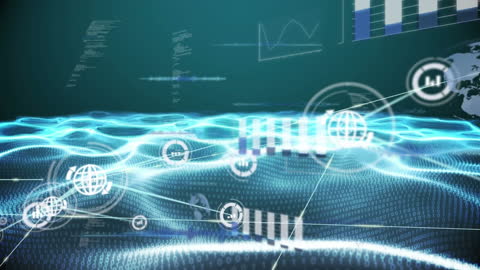 Futuristic Digital Data Waves and Global Connections