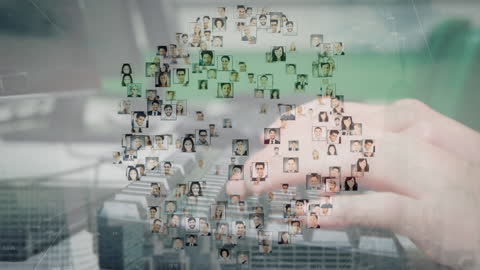 Globe Animation with Digital Global Connections and Cityscape