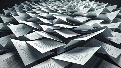 Floating documents abstract art representing data visualization