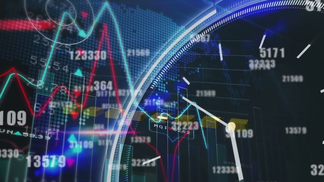 This visual represents an integration of financial data processing with a time-focused concept, symbolizing the continuous, real-time nature of trading and market analysis. Use in business presentations on the stock market trends, financial technology, transformative business strategies, or economic forecasting materials.