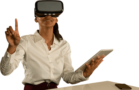 Multi-ethnic Woman Using VR Headset with Transparent Background - Download Free Stock Videos Pikwizard.com