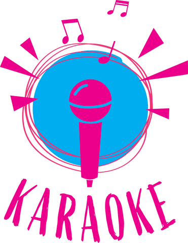 Vibrant Karaoke Text with Microphone on Transparent Background