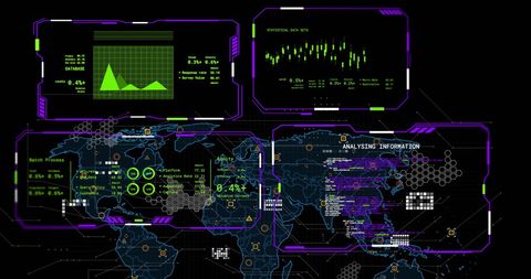 Futuristic Global Data Processing Interface Display - Download Free Stock Images Pikwizard.com