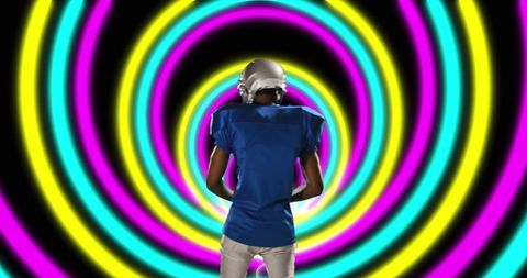 Rugby Player with Neon Circular Pattern Background - Download Free Stock Images Pikwizard.com