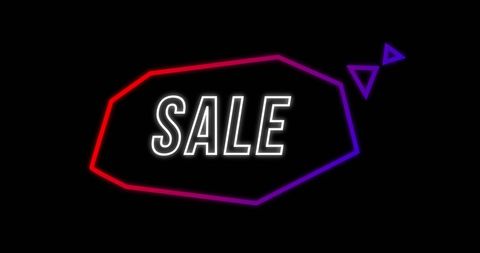 Neon Sale Banner on Black Background