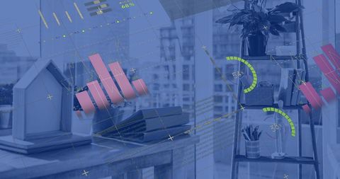 Digital Financial Data Display in Modern Office Background