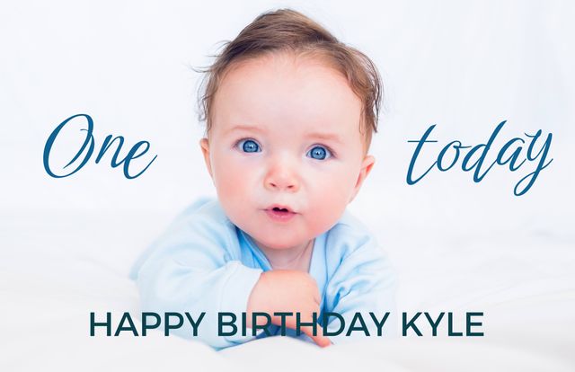 Perfect for promoting birthday cards, celebration announcements, or baby products. Ideal for social media posts or blog articles related to childhood milestones and birthday celebrations. Great for use in advertisements for infant clothing, toys, or birthday party supplies.