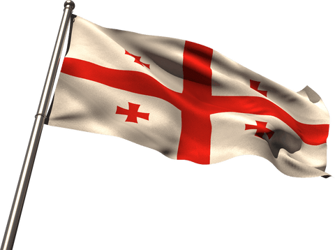 Waving georgia flag with transparent background