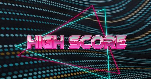 Retro High Score Graphic with Vibrant Neon Designs - Download Free Stock Images Pikwizard.com