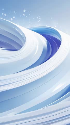 Vertical loop swirl rotating clockwise in pale blue gradient with ascending sparkles