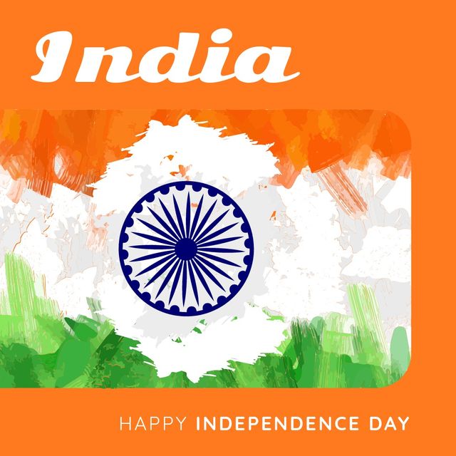 Vector image of national flag with india happy independence day text. Illustration, indian flag, patriotism, celebration, freedom and identity concept.