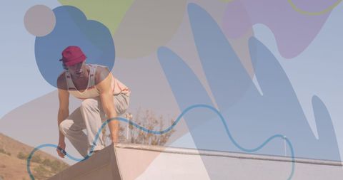 Colorful Overlay of Skateboarder Capturing Movement and Energy - Download Free Stock Images Pikwizard.com