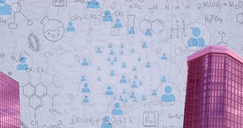 Abstract Digital Network Connections Over Modern Architecture