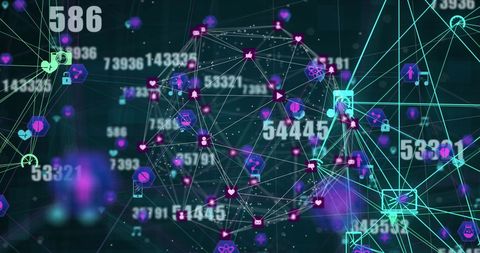 Complex Digital Network with Tech Icons and Numbers - Download Free Stock Images Pikwizard.com