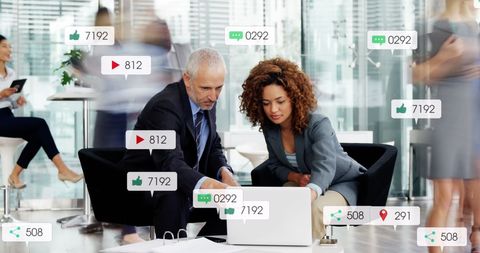 Business Professionals Analyzing Social Media Performance Data - Download Free Stock Images Pikwizard.com