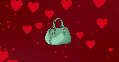 Elegant Handbag Illustration with Romantic Heart Accents
