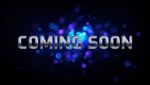 Futuristic coming soon promotion with blue and purple bokeh