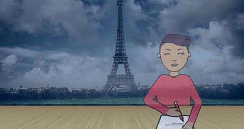 Artistic Woman Sketching with Paris Iconic Eiffel Tower - Download Free Stock Images Pikwizard.com
