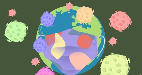 Global Pandemic Concept with Earth Wearing Face Mask