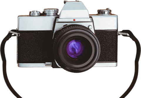 Vintage film camera with transparent background for creative projects