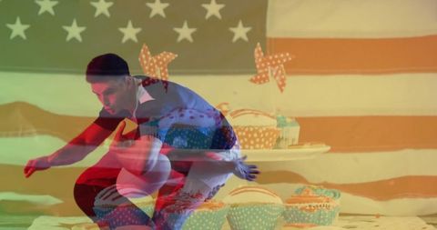 Festive Patriotic Celebration with Cupcakes and Pinwheels