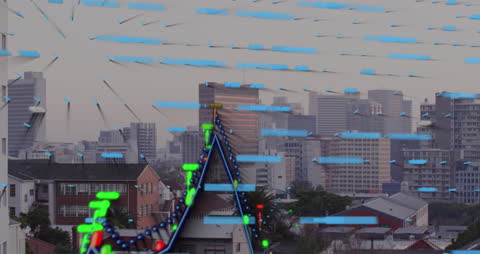 Digital Interface Skyline with Futuristic Elements Concept