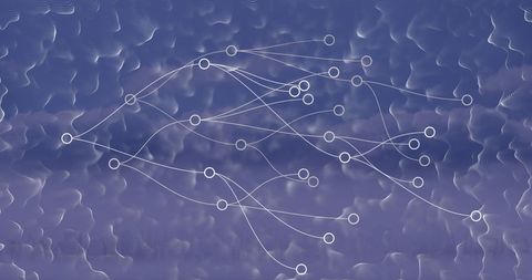 Digital Network Connections Above Cityscape Skyline