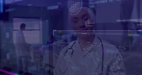 Asian Doctor Analyzing Data and Overseeing Hospital Ward