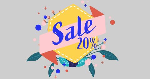 Vibrant 20 percent sale banner with decorative floral elements