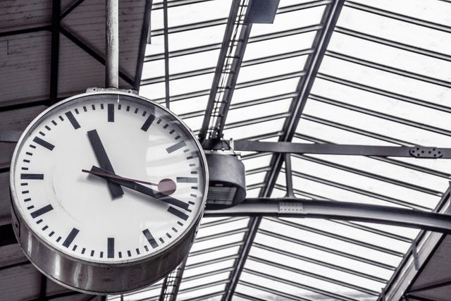 Large Clock Hanging in Modern Train Station - Download Free Stock Photos Pikwizard.com