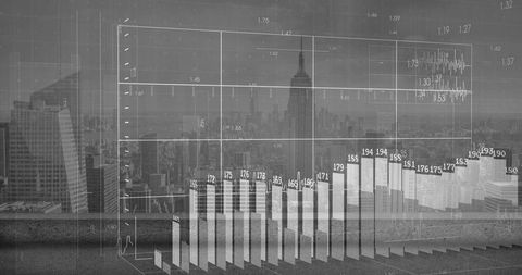 Data visualization over empire state building skyline