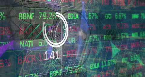 Animated Security Lock on Global Financial Data Background